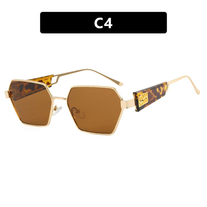 Ladies hexagonal sunglasses with elegant metal frame and protective lenses Stornfield