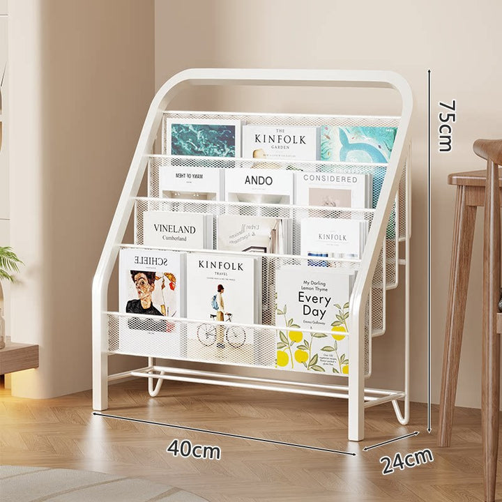 Slanted Tiered Mesh Floor Book and Magazine Display Rack