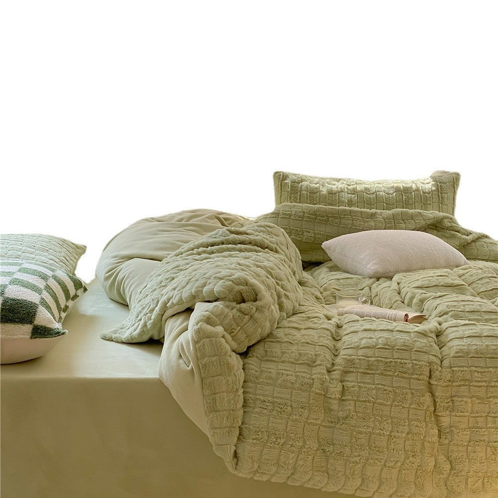 Fluffy Waffle-Quilted Bedset made of Microfiber