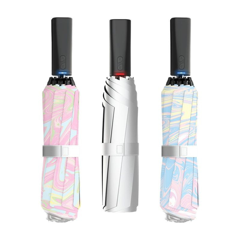Women's automatic folding umbrella with marbled design Stornfield