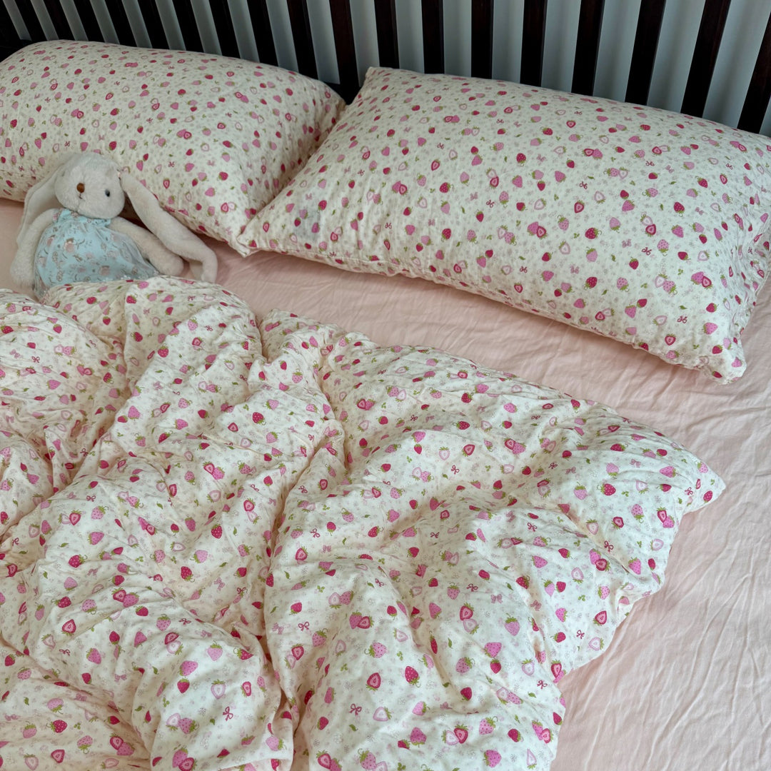 Floral Cotton Reversible Duvet and Sheet Nursery Bedding Set