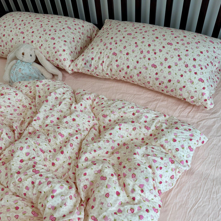 Floral Cotton Reversible Duvet and Sheet Nursery Bedding Set
