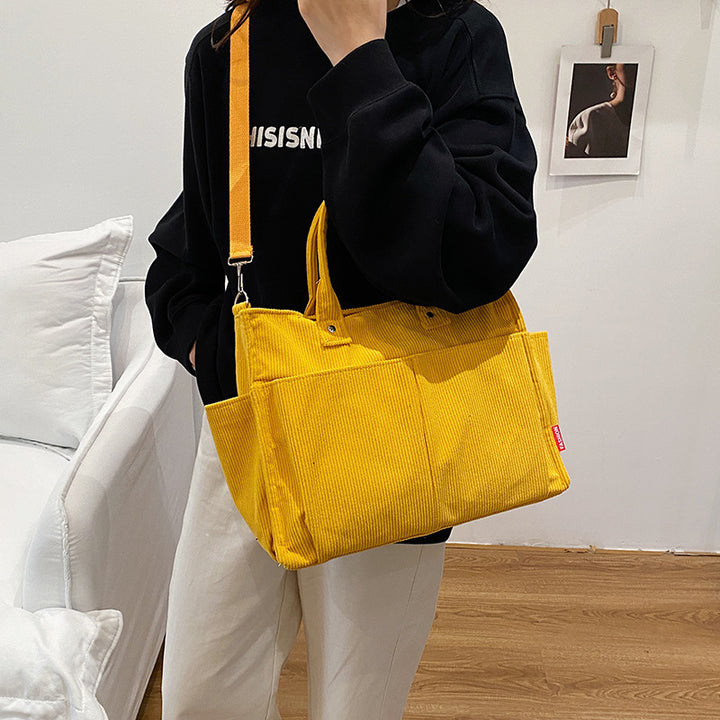 Corduroy Multi-Pocket Tote Bag Stornfield