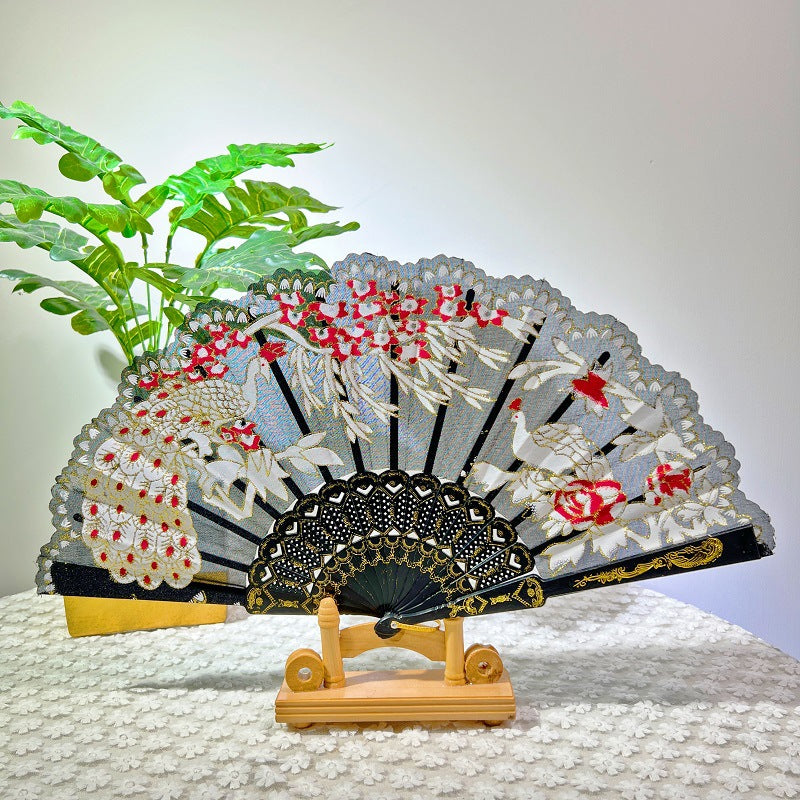 Women Folding Hand Fan with Elegant Embroidery Stornfield
