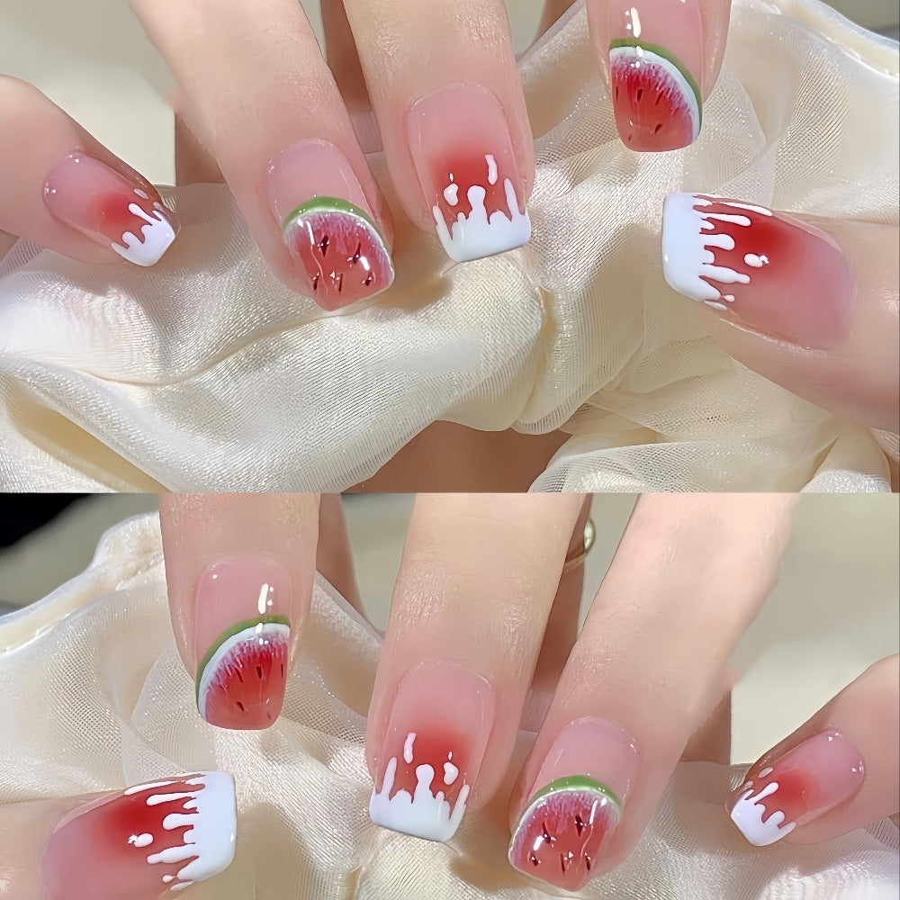 Artificial nails in stylish watermelon design Stornfield
