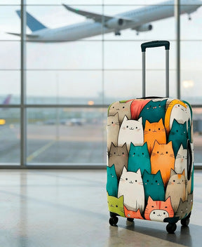 Unisex expandable suitcase cover with cat pattern, elastic protective material and zipper Stornfield