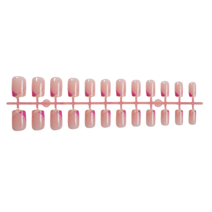 Decorative Press-On Nail Set with Stylish Geometric Design Stornfield
