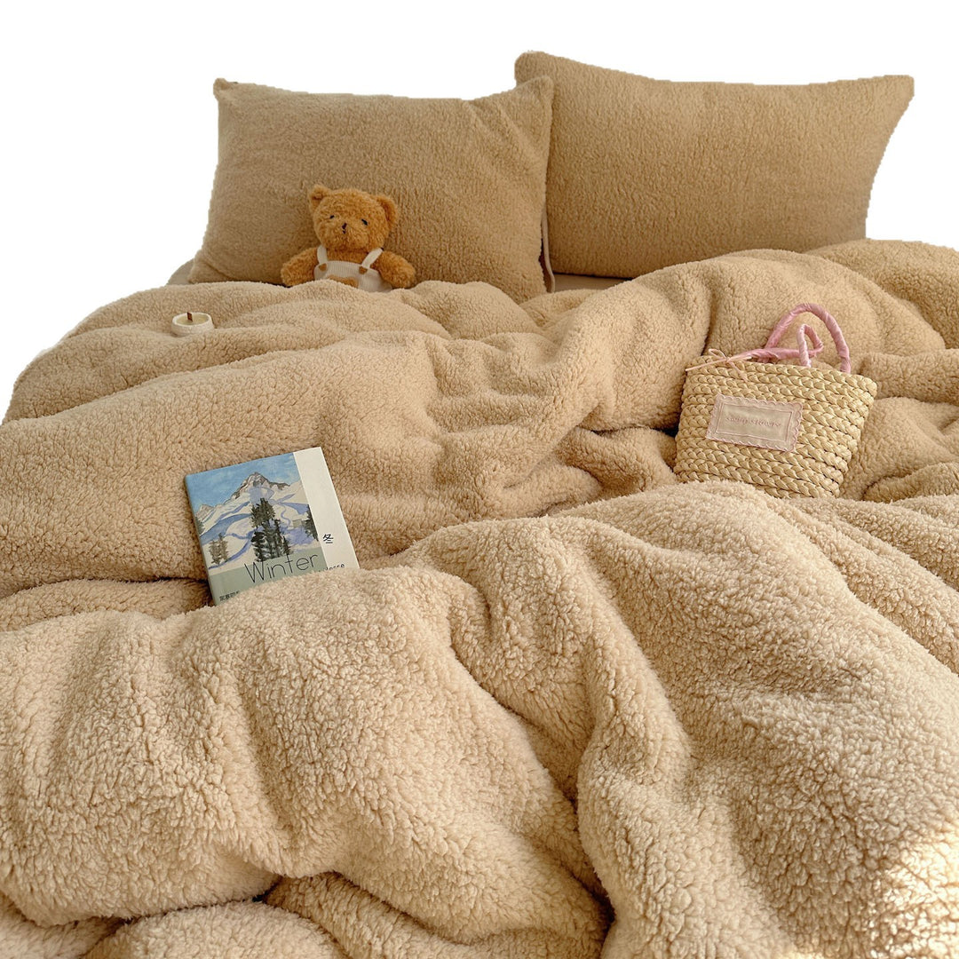 Plush Sherpa Reversible Duvet Comforter with Matching Pillow Shams