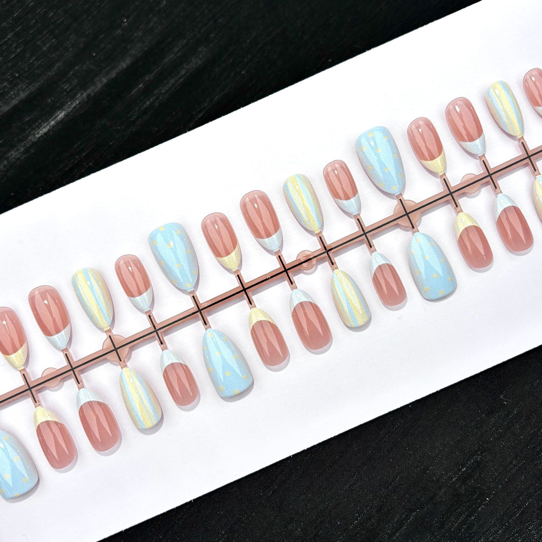 Decorative Press-On Nail Set with Abstract Patterns