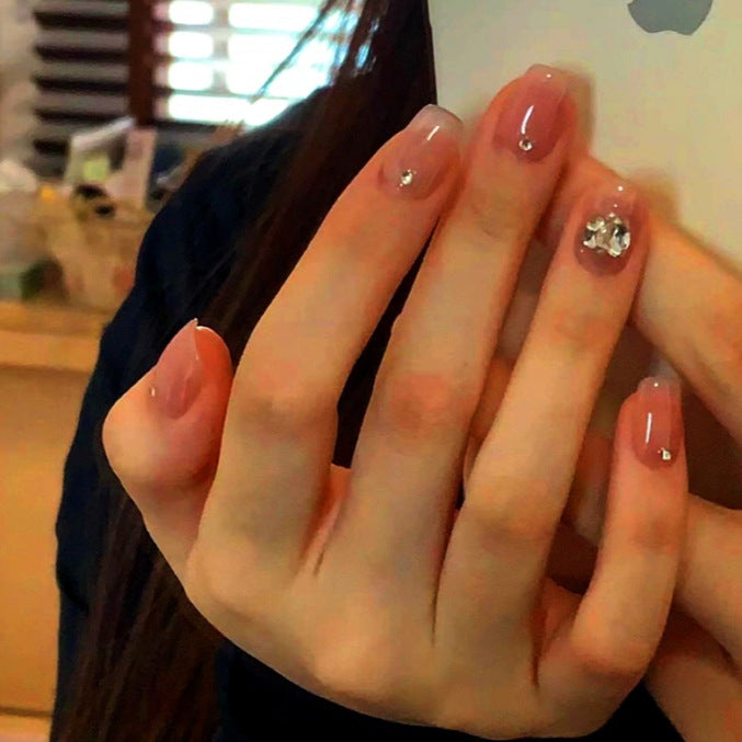 Elegant Crystal-Embellished Press-On Nail Set Stornfield