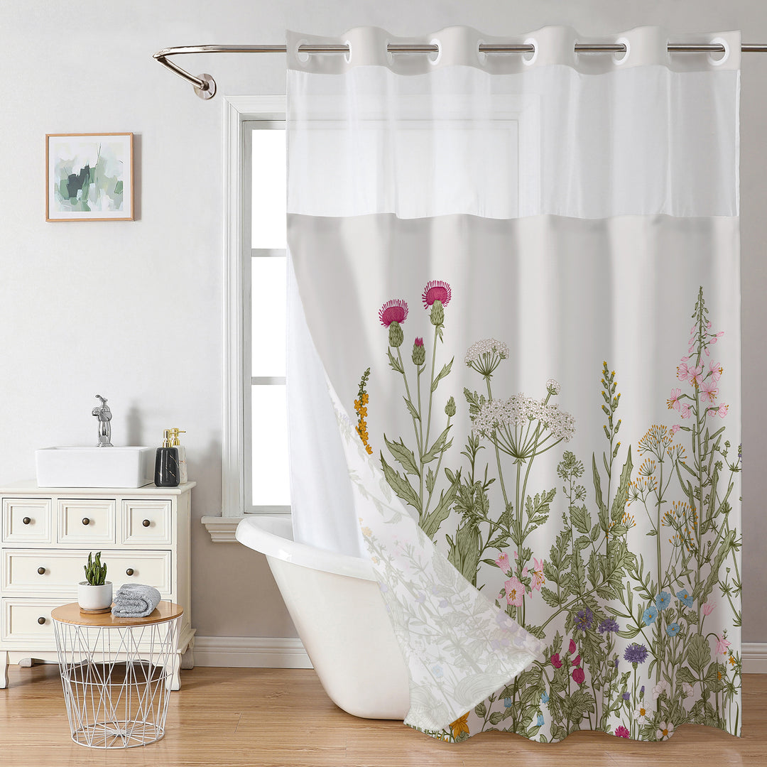 Elegant Floral Print Shower Curtain Stornfield