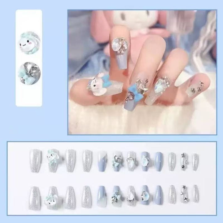Creative artificial nails with 3D design and glitter accents Stornfield