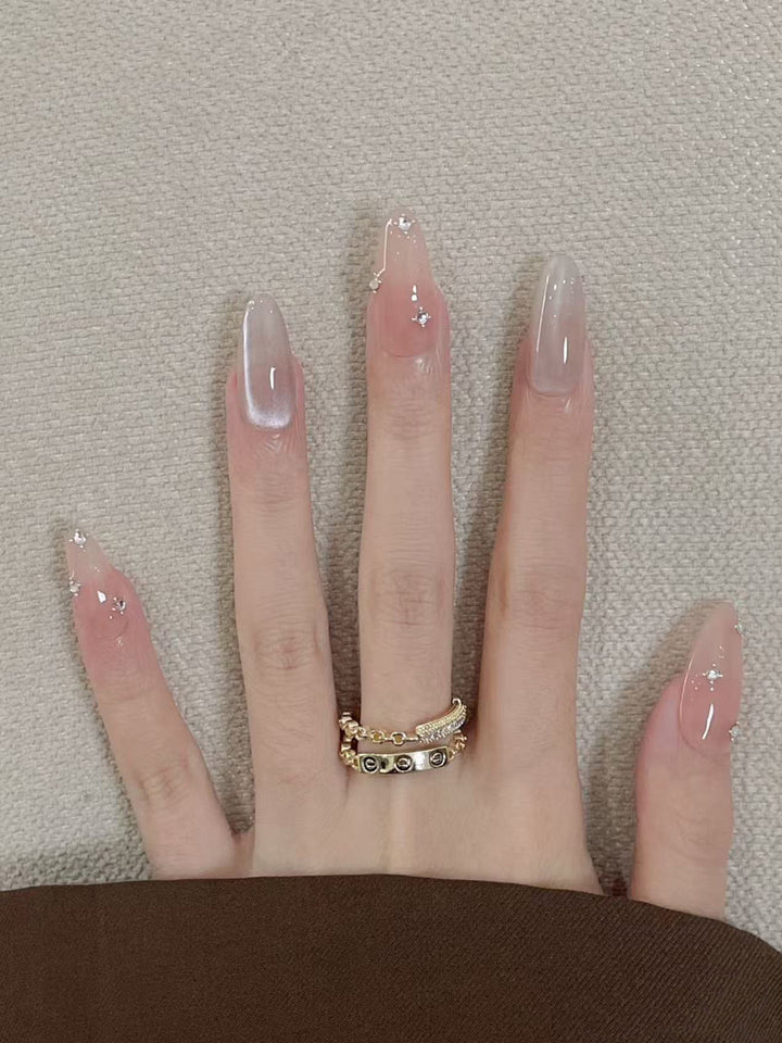 Decorative Press-On Nail Set with Subtle Glitter Accents Stornfield