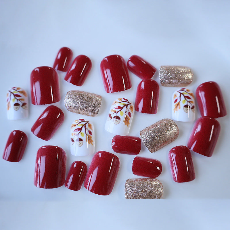 Artistic Fall-Themed Press-On Nail Art Stornfield