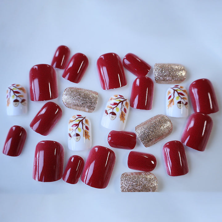Artistic Fall-Themed Press-On Nail Art Stornfield