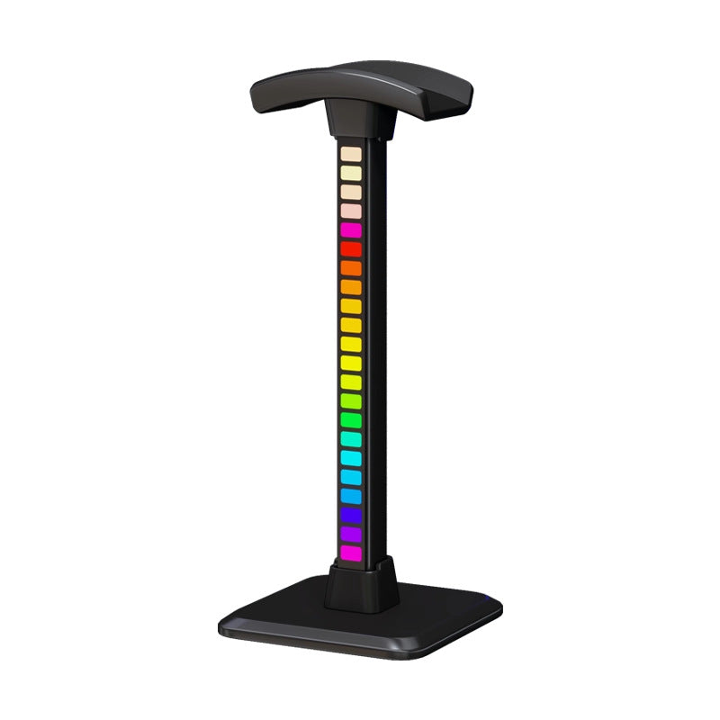 RGB LED Desktop Headphone Stand with Vertical Color-Changing Light and Padded Headrest