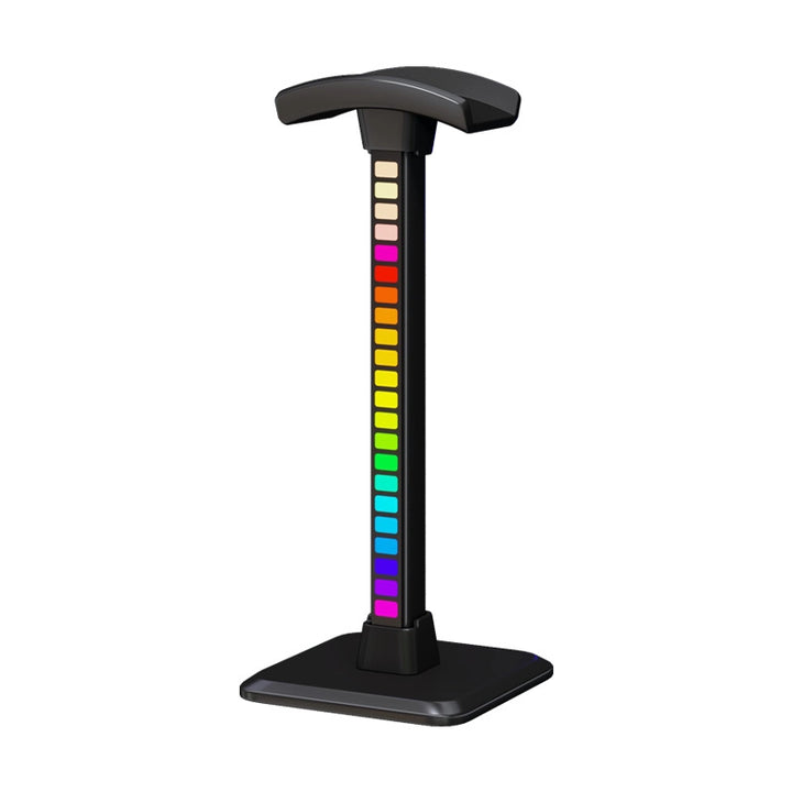 RGB LED Desktop Headphone Stand with Vertical Color-Changing Light and Padded Headrest