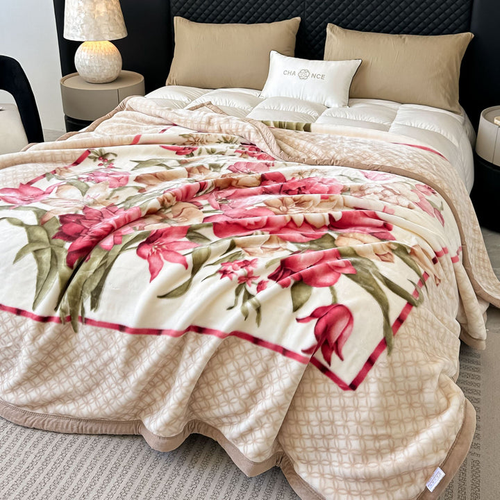 Floral Patterned Fleece Throw Blanket Stornfield