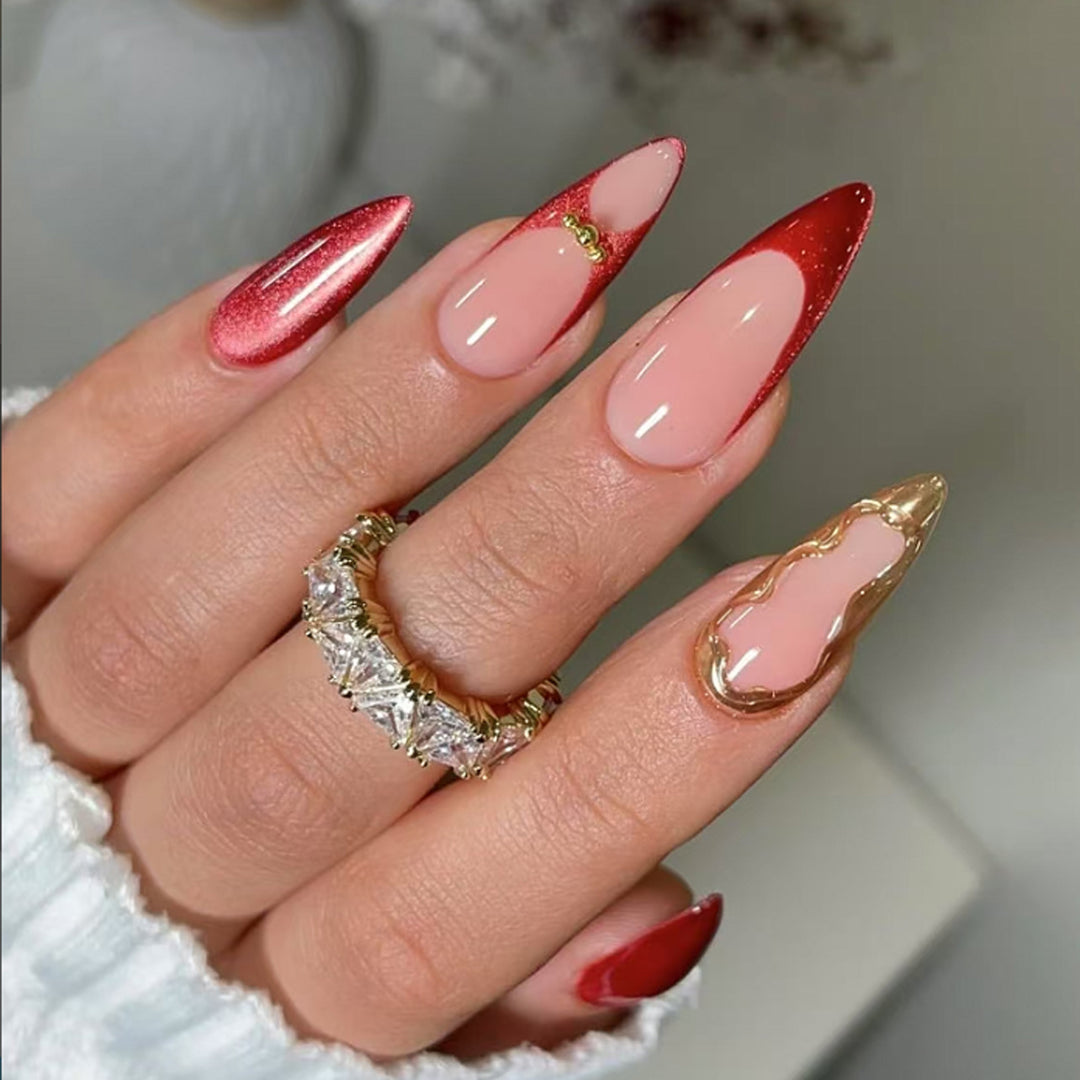 Artful nail extensions with glamorous design and glitter coating Stornfield