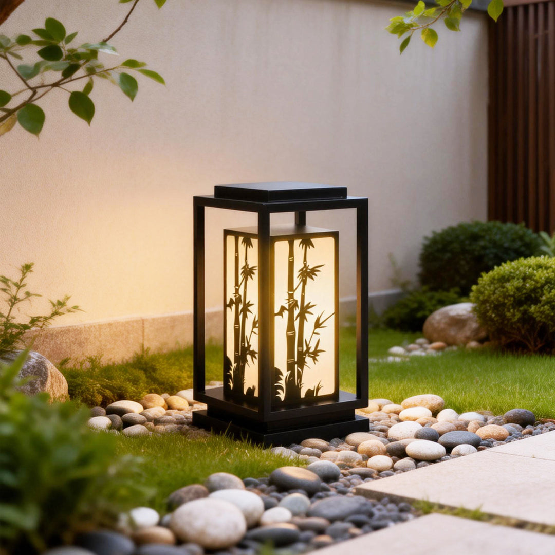 Japanese-Inspired LED Outdoor Lantern With Wooden Frame Stornfield