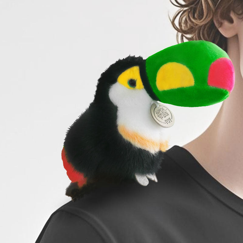 Plush Shoulder-Sitting Toucan Clip-On Companion with Metal Clip and Soft Huggable Body Stornfield
