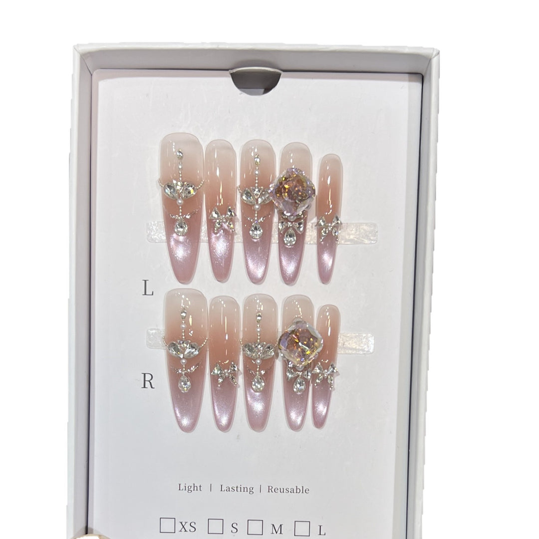 Decorative Rhinestone-Embellished Stiletto Press-On Nails Stornfield