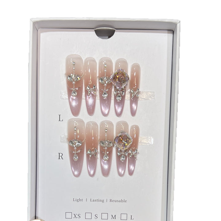 Decorative Rhinestone-Embellished Stiletto Press-On Nails Stornfield