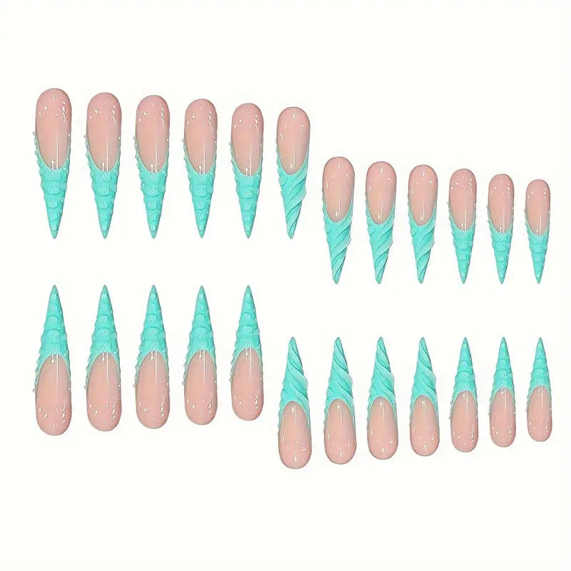 Unique 3D Shell-Inspired Press-On Nail Art Stornfield