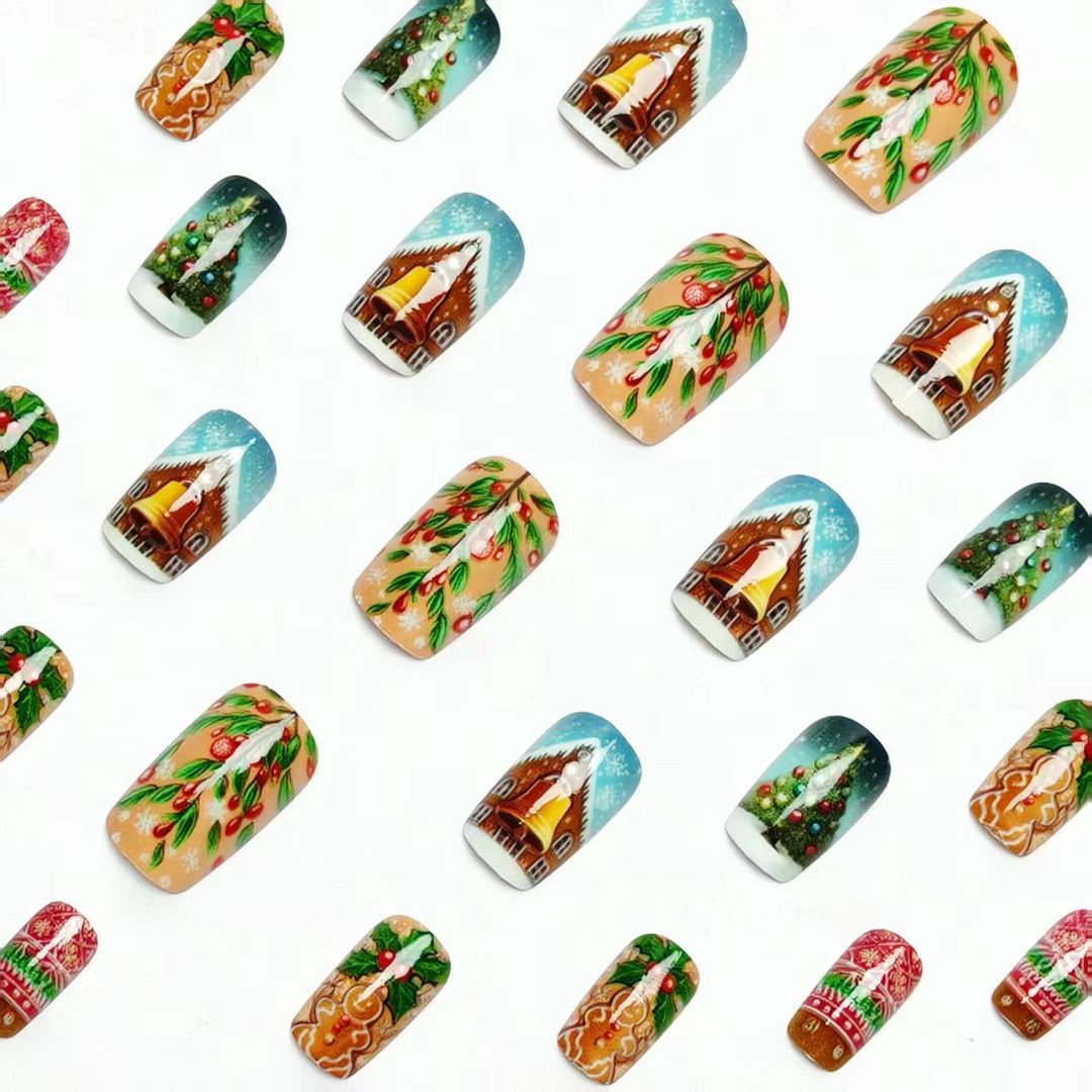 Artificial nails with festive Christmas motif Stornfield