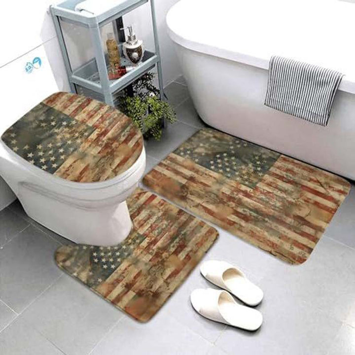 Geometric Pattern Bathroom Mat Set