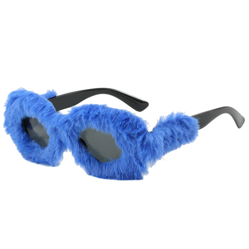Women eye-catching designer sunglasses with luxurious fur frame Stornfield