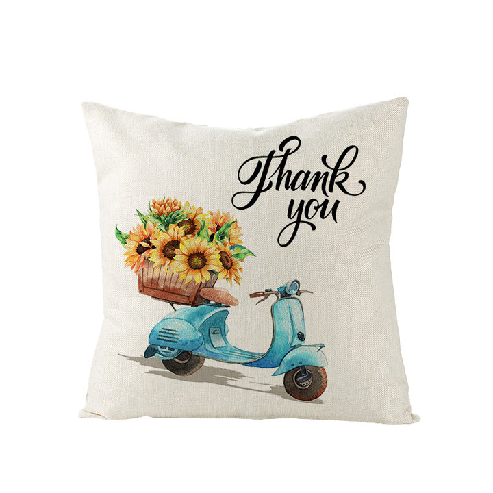 Autumn Linen-Blend Square Throw Pillow Cover with Hidden Zipper and 'Hello Autumn' Script