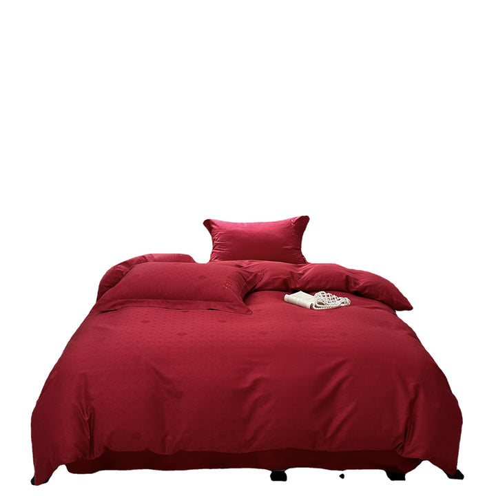 Premium bedding set made of cotton satin with a light quilted texture and hidden zipper