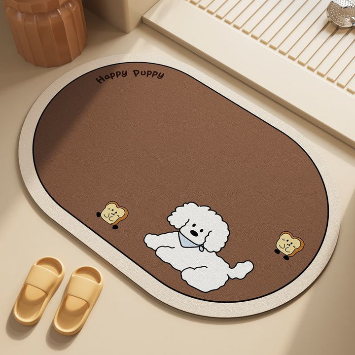 Playful Puppy-Themed Bath Rug