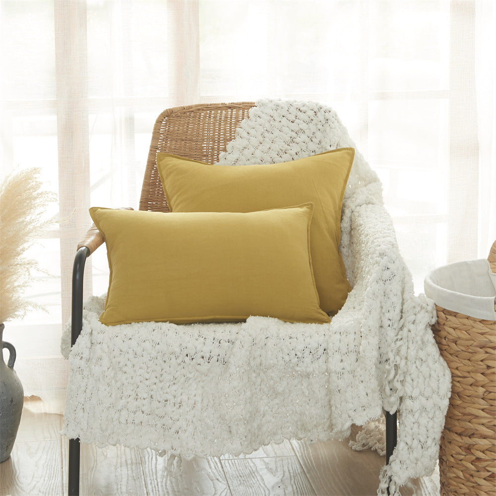 Square linen-cotton cushion cover with subtle piping and soft texture finish Stornfield