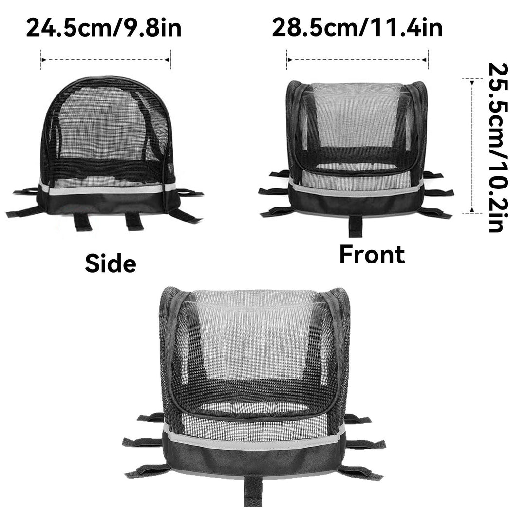 front-mounted breathable mesh bicycle pet basket canopy with reflective trim Stornfield