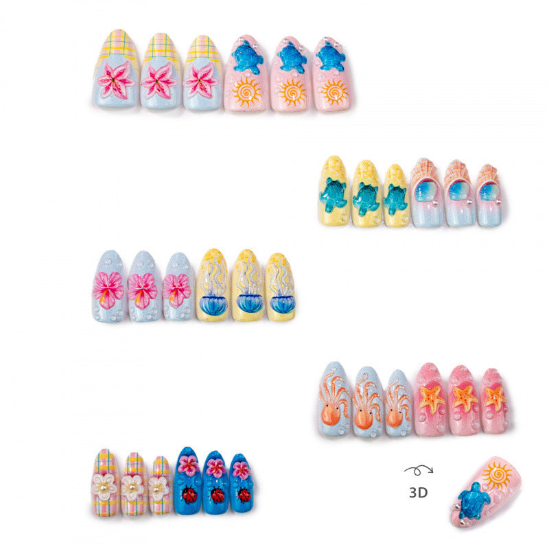 Thematic Undersea-Inspired Press-On Nail Set
