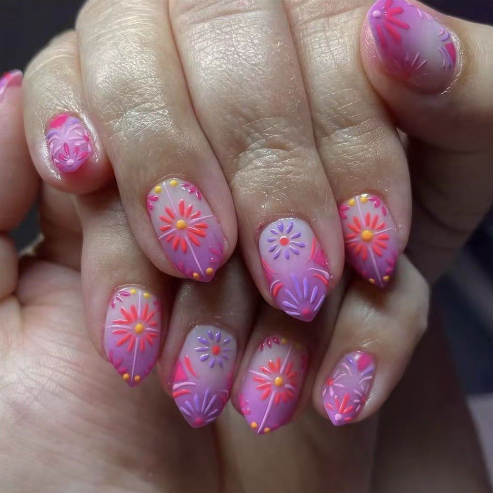 Decorative Floral Design Press-On Nails Stornfield