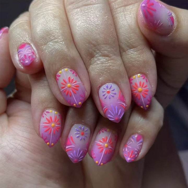Decorative Floral Design Press-On Nails Stornfield