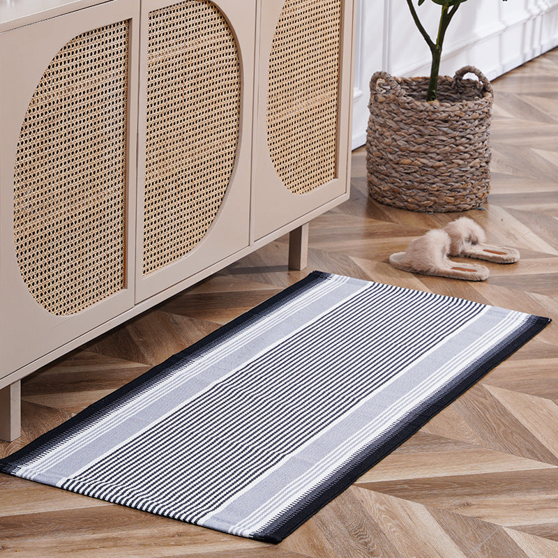Flat-woven runner rug with check pattern and decorative border stripe Stornfield