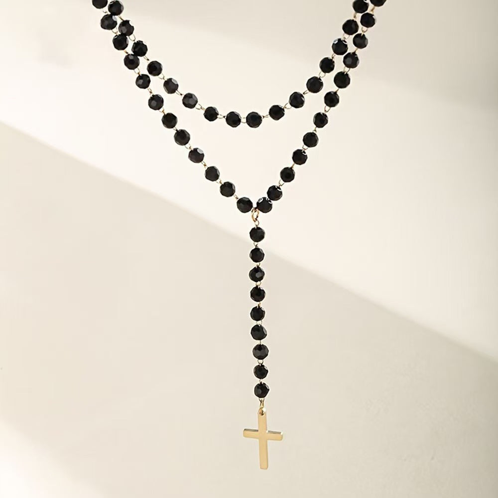 Layered Beaded Cross Necklace Stornfield