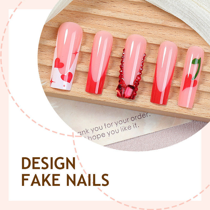 Creative nail art set with romantic heart designs and glitter accents Stornfield