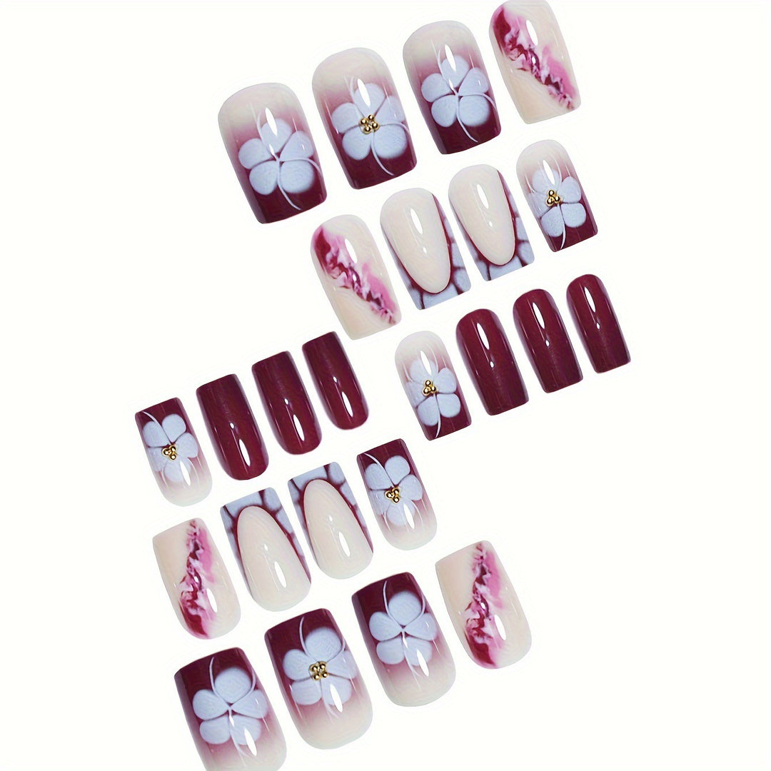 Artistic Gel Nail Extensions with Floral Design Stornfield