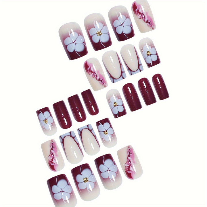 Artistic Gel Nail Extensions with Floral Design Stornfield