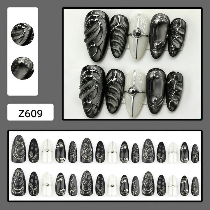 Acrylic Nail Set with Modern Design and Delicate Accents Stornfield