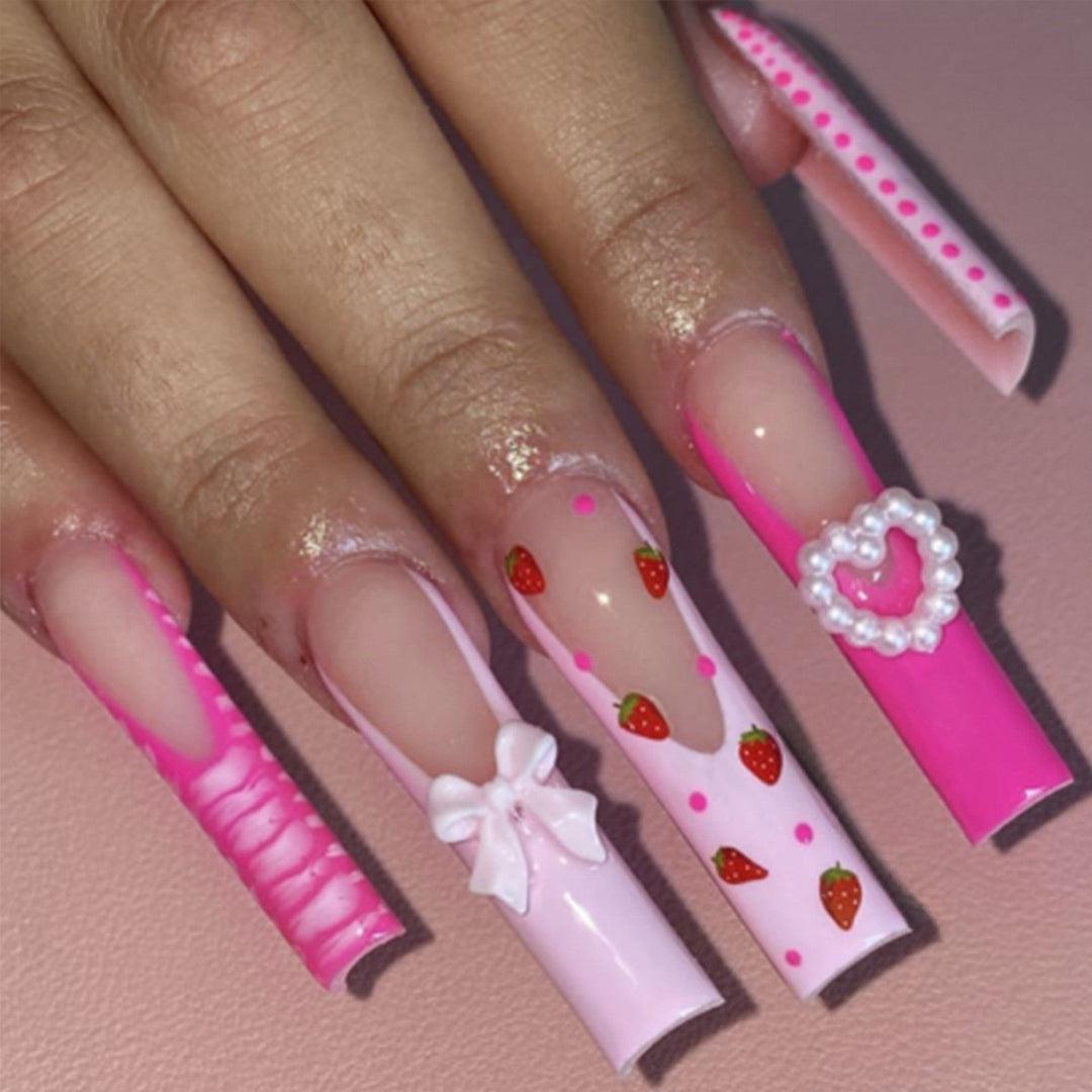 Artistic acrylic nails with fruit design Stornfield