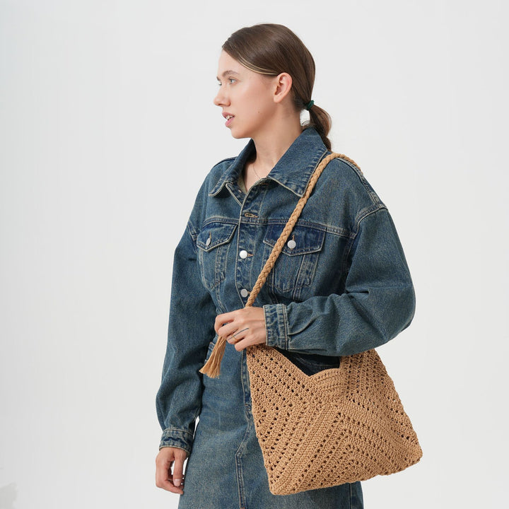 Handcrafted macrame shoulder bag with braided details Stornfield