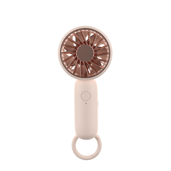 Cooling compact rechargeable handheld fan with carabiner loop and whisper-silent motor Stornfield