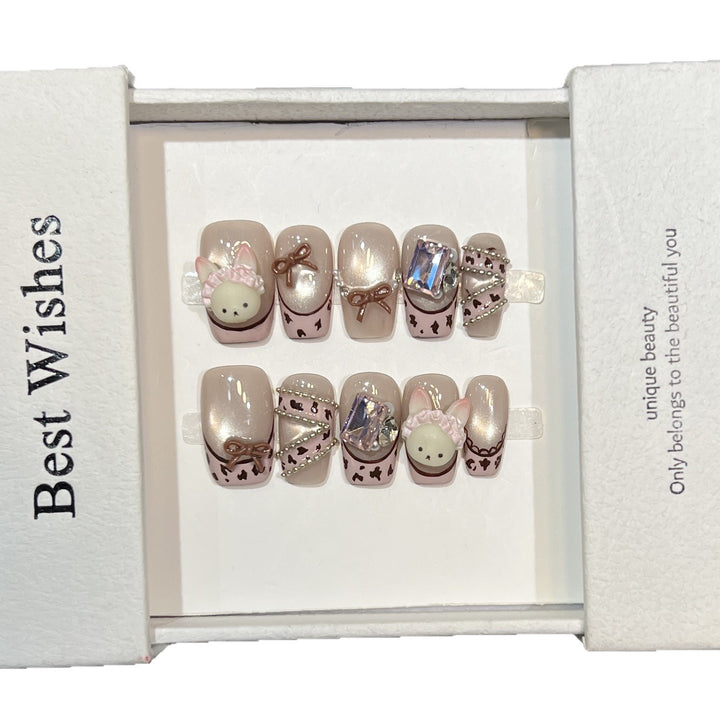 Whimsical Animal-Themed Press-On Nail Set Stornfield