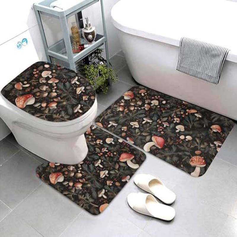 Geometric Pattern Bathroom Mat Set